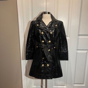 Juicy Couture Patent Black  Trench Petite